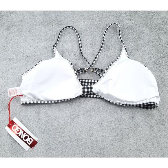 NEW BONGO Swimwear Bikini Womens XL Black White Gingham Tie Retro Cheeky Padded - Picture 4 of 13